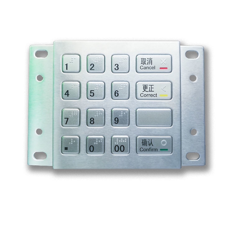 O DES 3DES do quiosque do pagamento do ATM cifrou PPE Pin Pad With do metal 16 chaves USB do braile