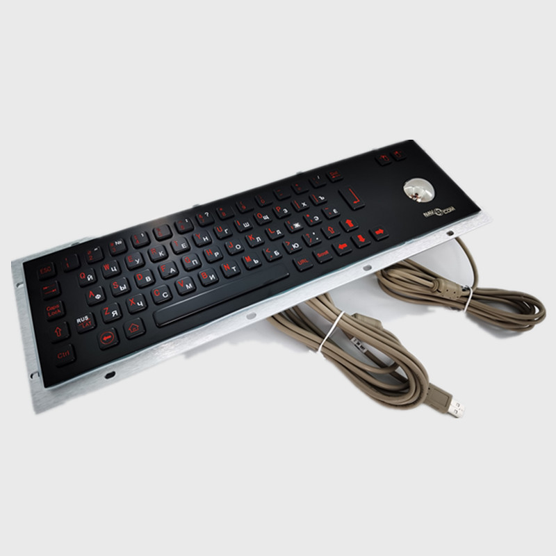 Teclado de aço inoxidável do quiosque preto do serviço do auto da cor IP65 IK07 com Trackball