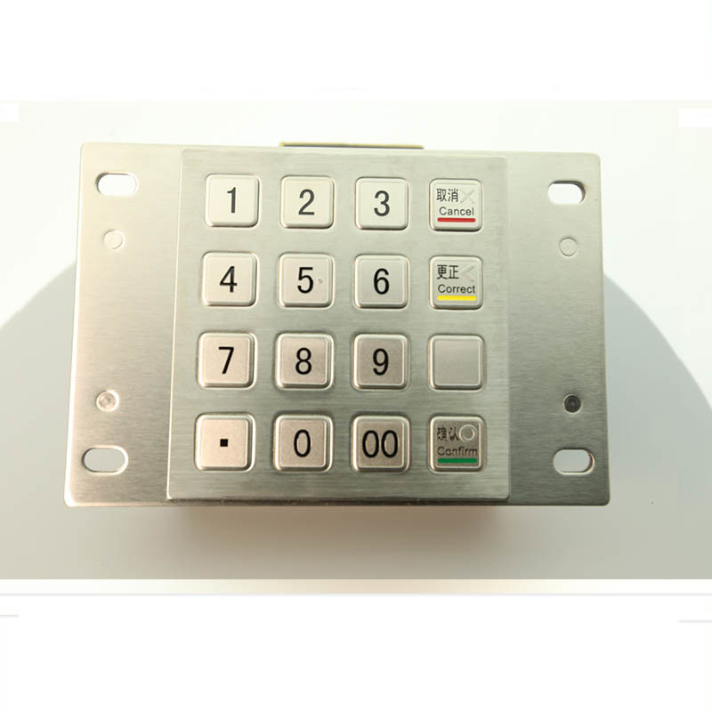 PPE de aço inoxidável Pin With do teclado numérico do metal impermeável do DES 3DES do quiosque do pagamento 16 chaves