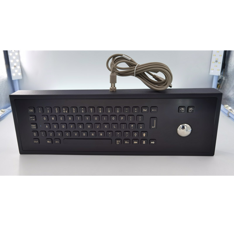 Teclado industrial Desktop do metal IP65 da cor preta com chaves do Trackball 65