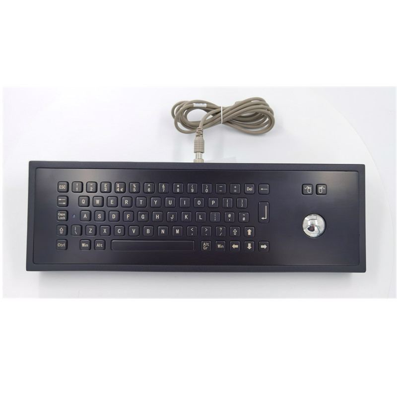 Teclado industrial Desktop do metal IP65 da cor preta com chaves do Trackball 65