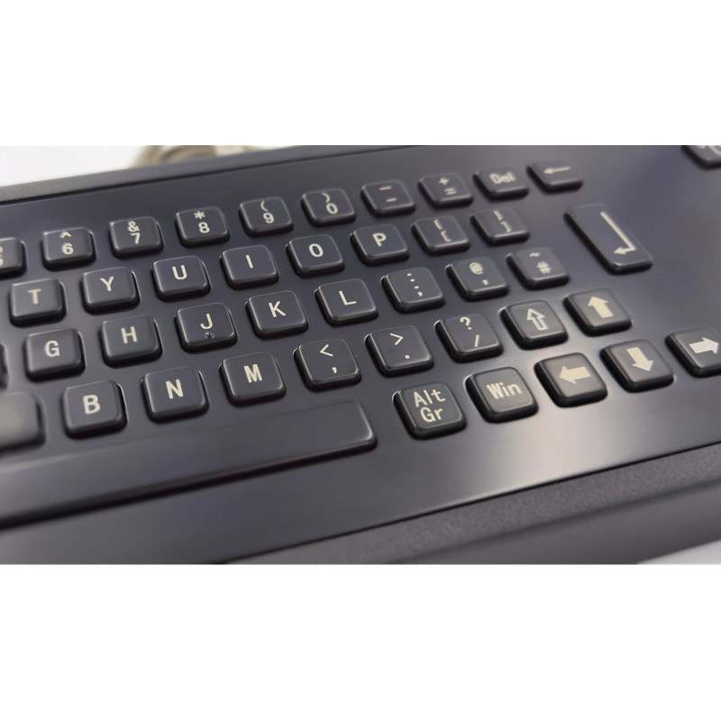 Teclado industrial Desktop do metal IP65 da cor preta com chaves do Trackball 65