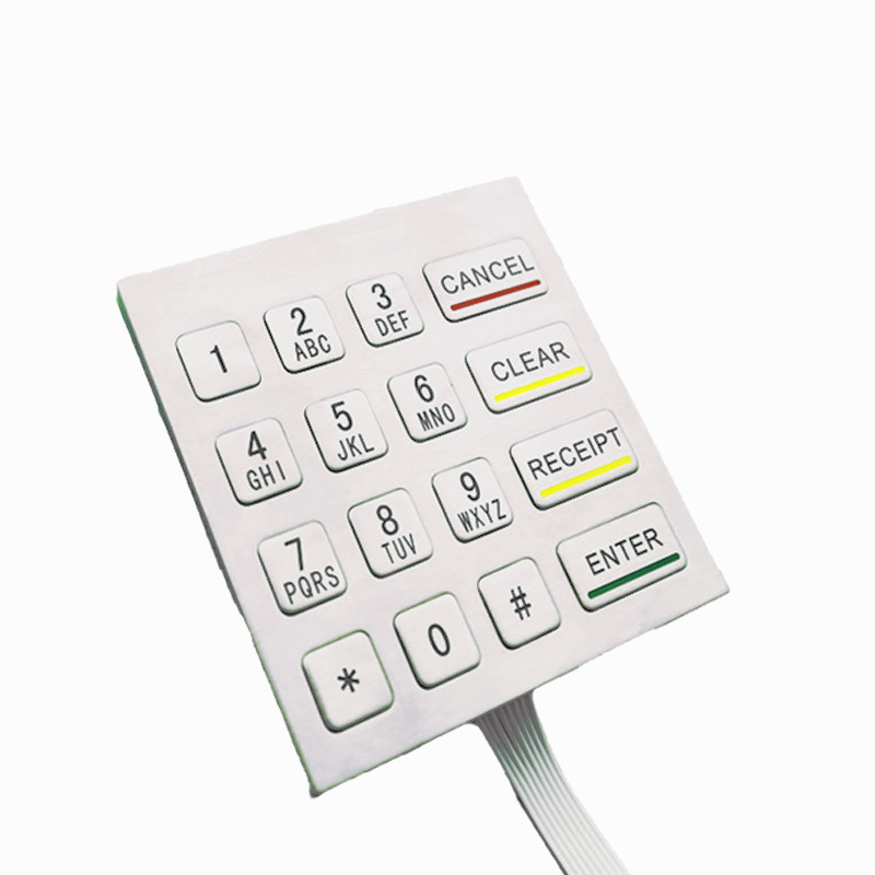 Robusto Quiosque de autoatendimento teclado numérico de metal 16 teclas à prova d'água para ambientes adversos