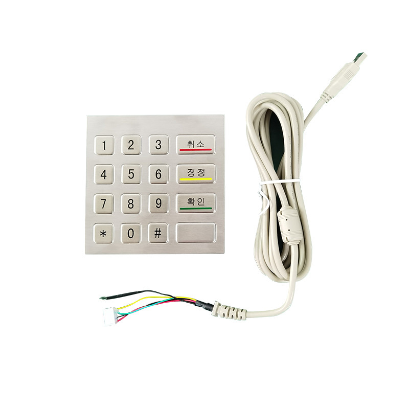 4x4 impermeável IP65 aço inoxidável teclado numérico de metal para máquina de quiosque de autoatendimento
