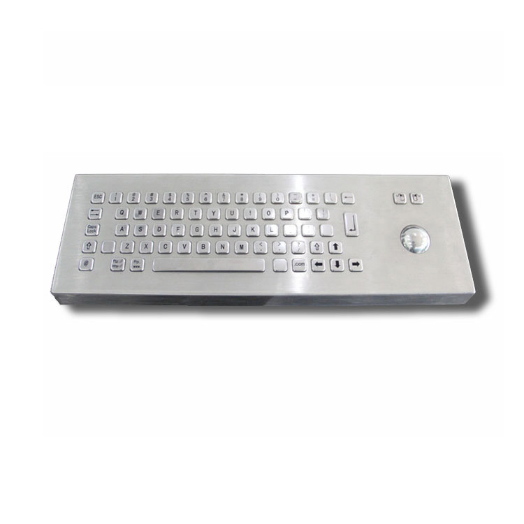 65 teclas Desktop IK07 IP65 teclado industrial de aço inoxidável com trackball para quiosque self-service