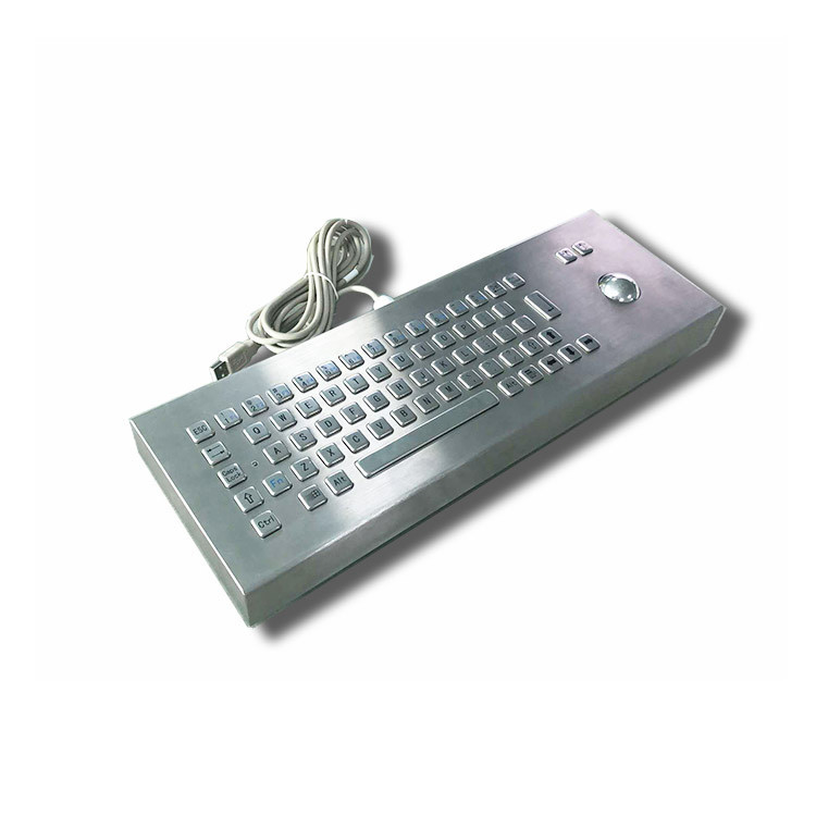 65 teclas Desktop IK07 IP65 teclado industrial de aço inoxidável com trackball para quiosque self-service