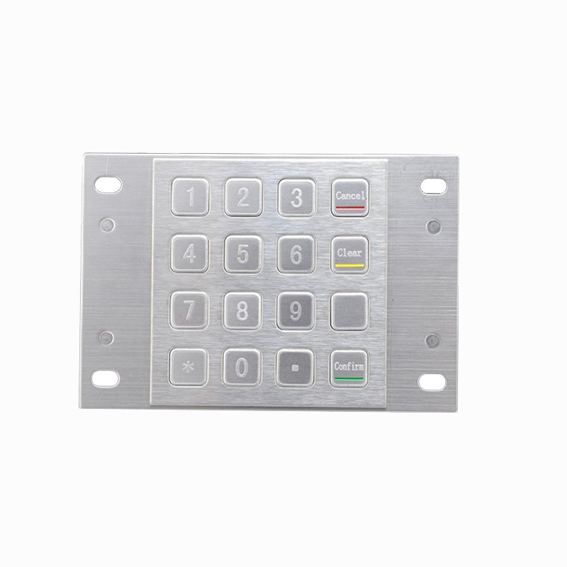 Impermeável 304 aço inoxidável PIN Pad criptografado Quiosque de pagamento IP65 teclado metálico criptografado com 16 teclas