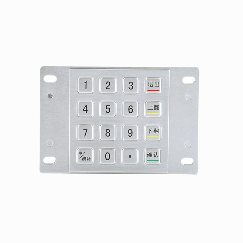 Impermeável 304 aço inoxidável PIN Pad criptografado Quiosque de pagamento IP65 teclado metálico criptografado com 16 teclas