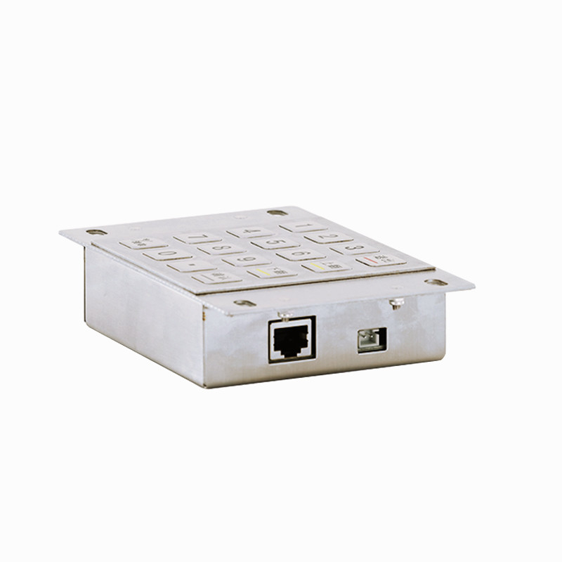 Impermeável 304 aço inoxidável PIN Pad criptografado Quiosque de pagamento IP65 teclado metálico criptografado com 16 teclas