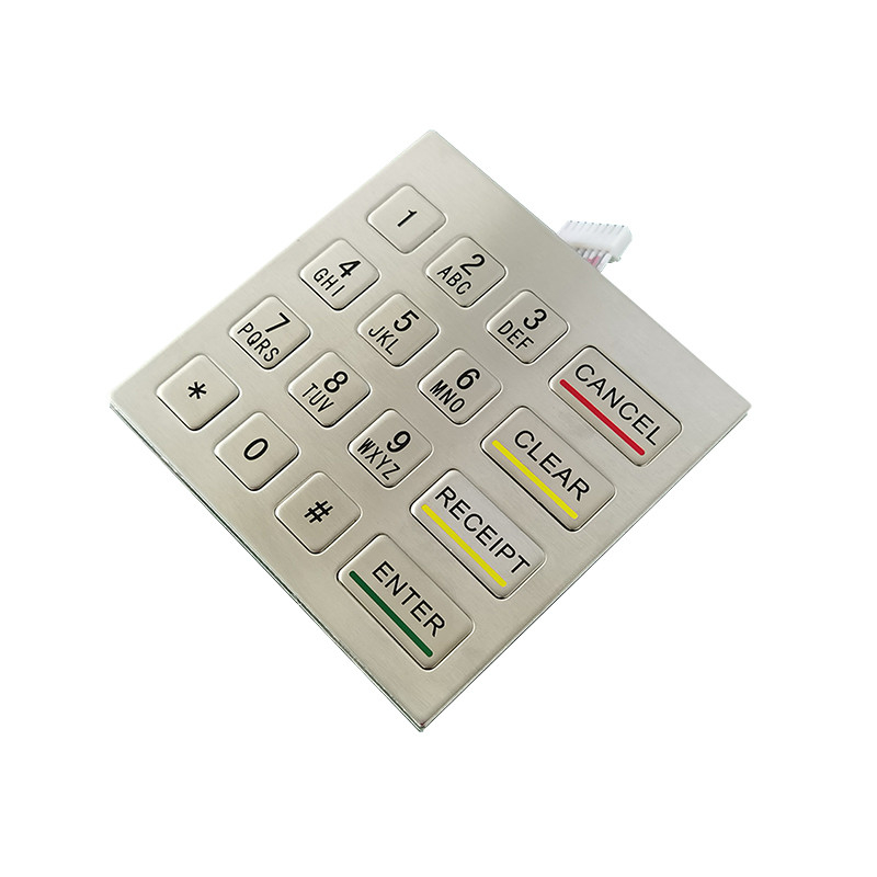 Máquina de quiosque de autoatendimento impermeável IP65 aço inoxidável teclado numérico metálico com 4x4 teclas