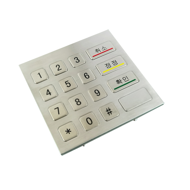 Máquina de quiosque de autoatendimento impermeável IP65 aço inoxidável teclado numérico metálico com 4x4 teclas