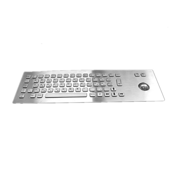 teclado industrial de aço inoxidável IP65 com dispositivo de entrada trackball para quiosque de autoatendimento
