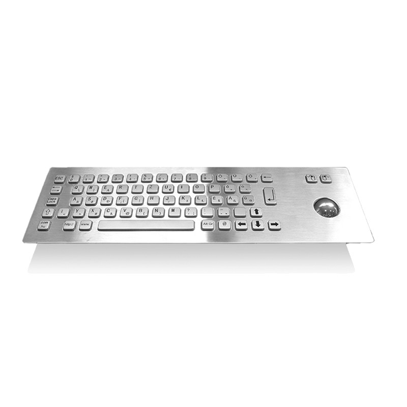 teclado industrial de aço inoxidável IP65 com dispositivo de entrada trackball para quiosque de autoatendimento