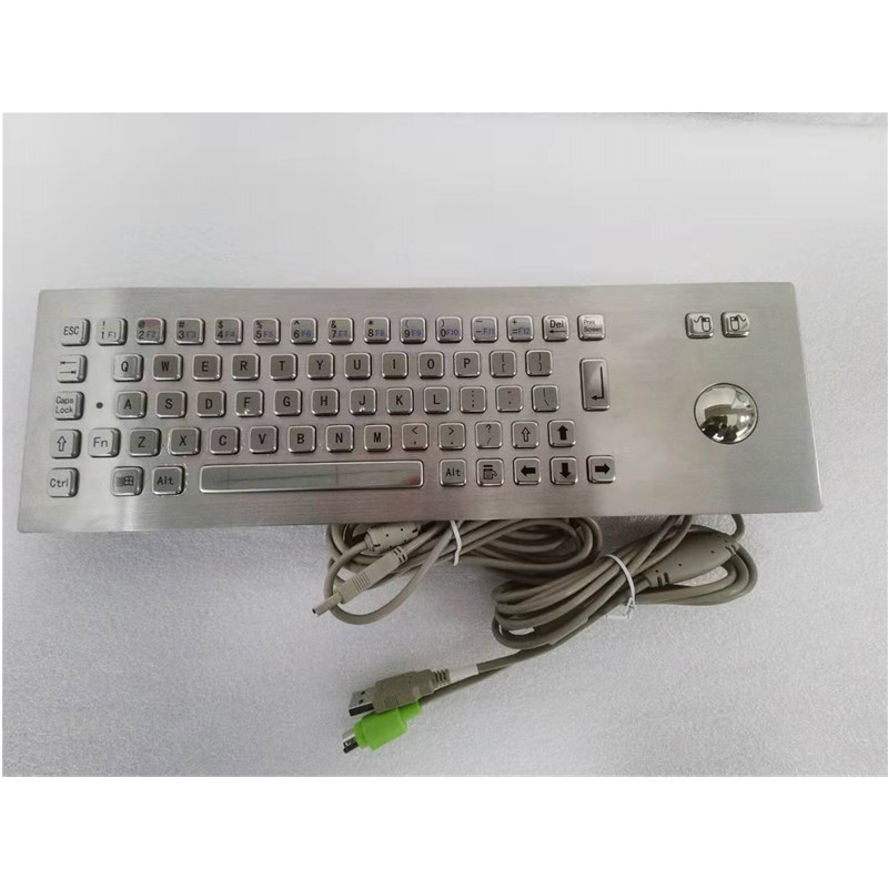 teclado industrial de aço inoxidável IP65 com dispositivo de entrada trackball para quiosque de autoatendimento