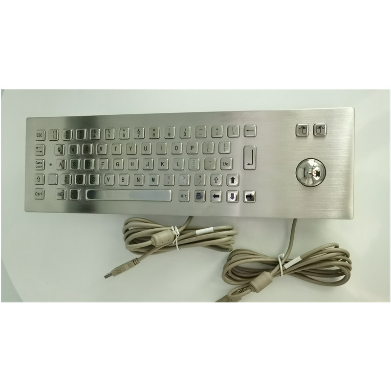 teclado industrial de aço inoxidável IP65 com dispositivo de entrada trackball para quiosque de autoatendimento