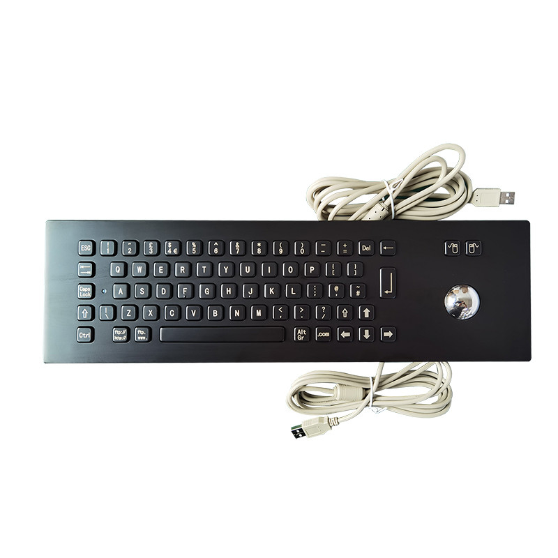 Painel de quiosque de autoatendimento montando teclado de metal preto de aço inoxidável com layout personalizável e interface USB