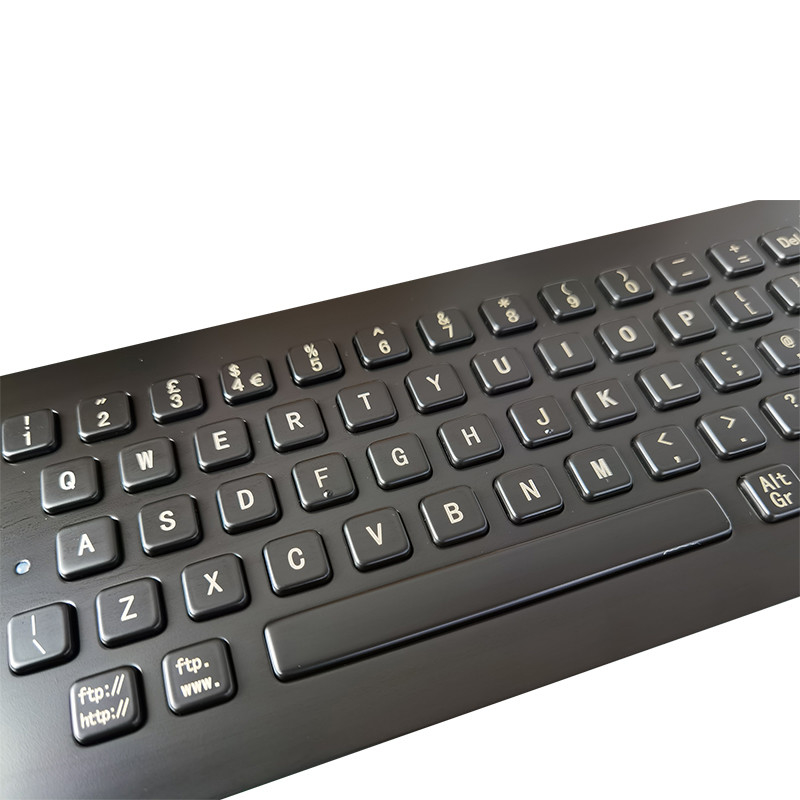 Painel de quiosque de autoatendimento montando teclado de metal preto de aço inoxidável com layout personalizável e interface USB