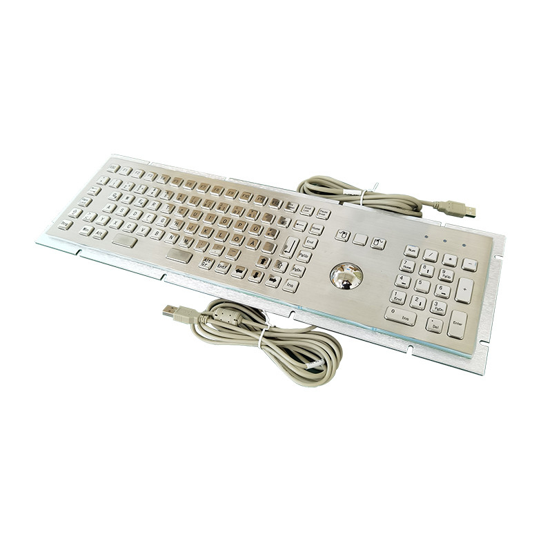 Dispositivo de entrada de quiosque de autoatendimento teclado de metal de aço inoxidável com bola de rastreamento e teclado numérico