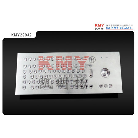 A forma de U fecha o teclado Dustproof de aço inoxidável do metal do quiosque do Signage de Digitas com Trackball do metal