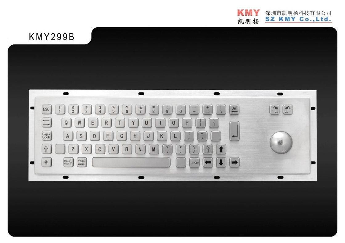 Teclado padrão do metal do quiosque de 65 chaves com o Trackball e o porta usb do dispositivo apontando